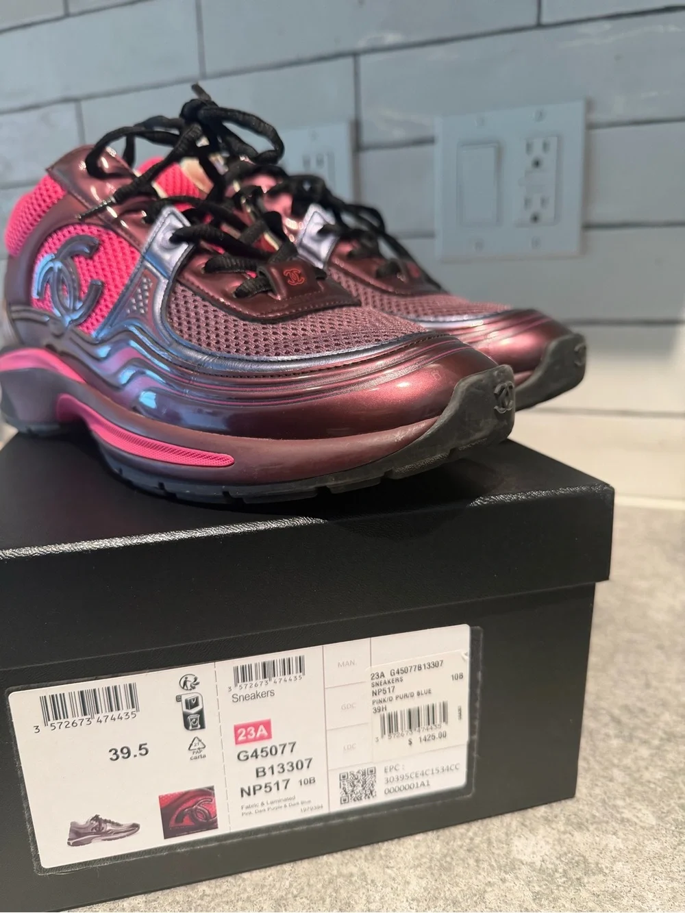 Chanel Runners Pink and Burgundy CC Logo Women's Runner Sneakers